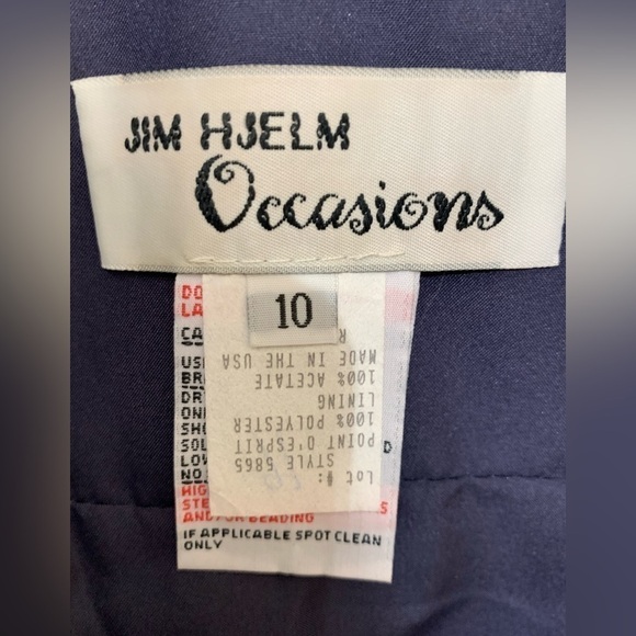 Polka Dot Tulle Lace Navy Blue Lined Dress Jim Hjelm Occasions Size 10 - Picture 10 of 12